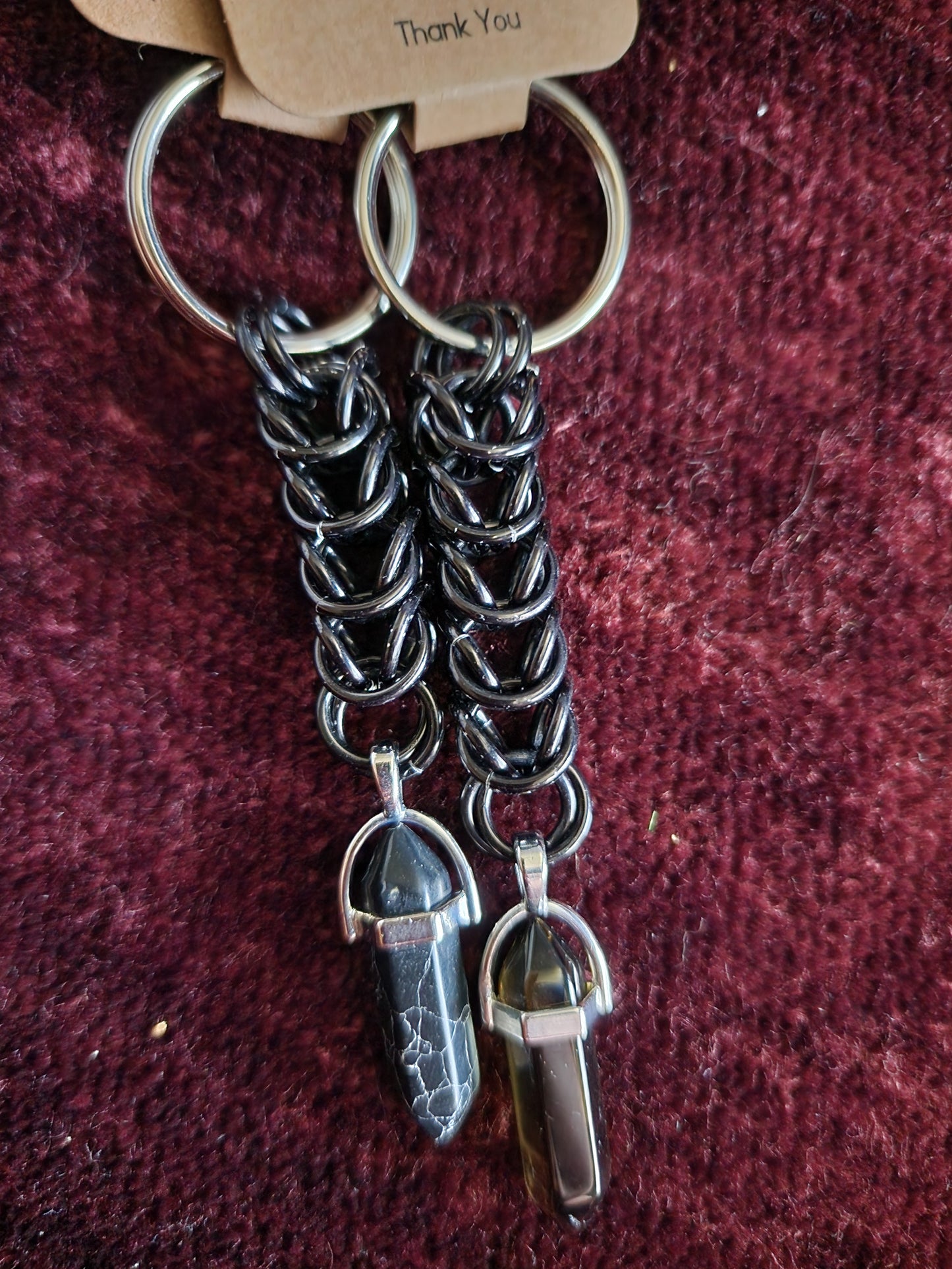 Square knot crystal keychains