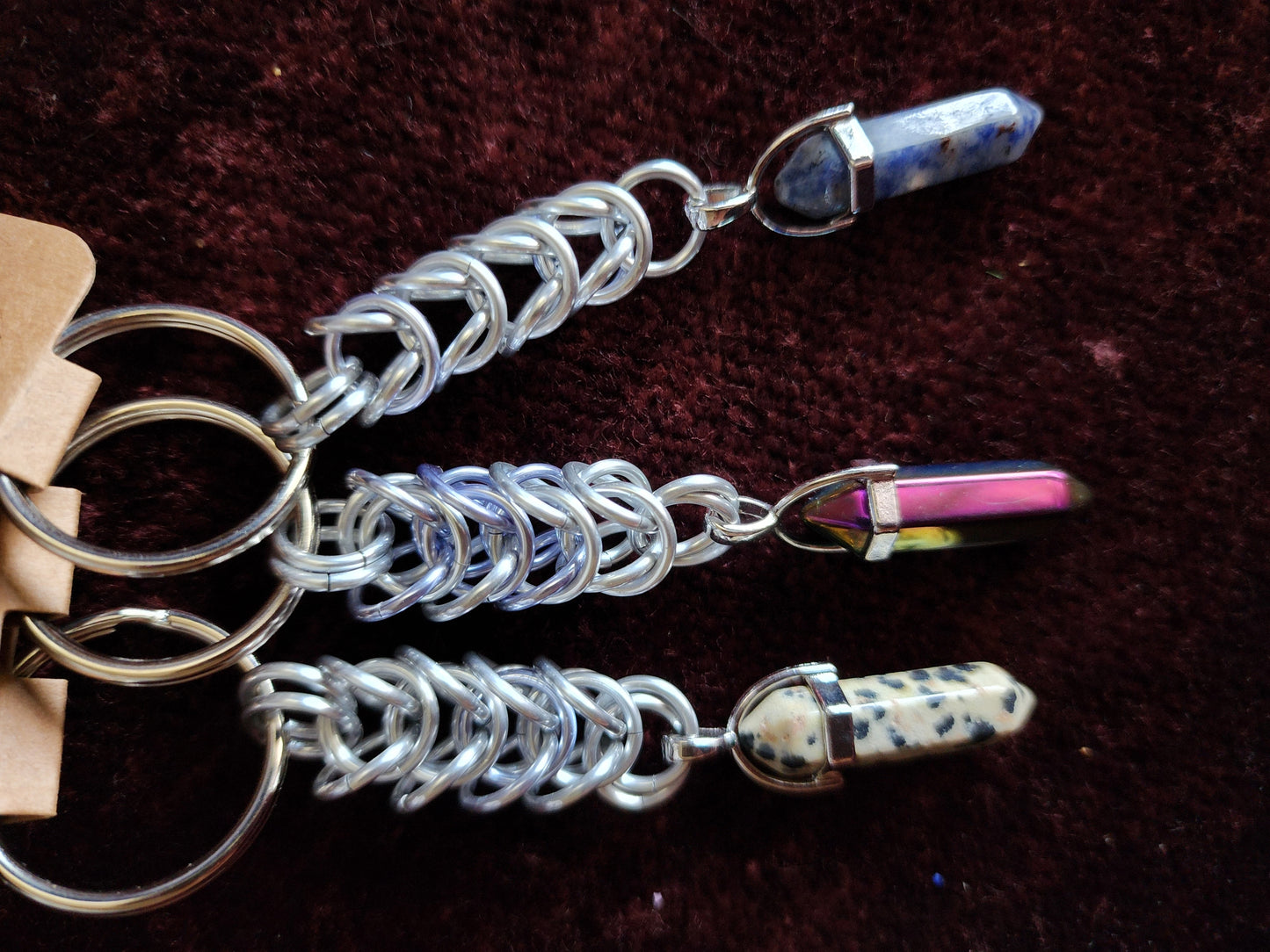 Square knot crystal keychains