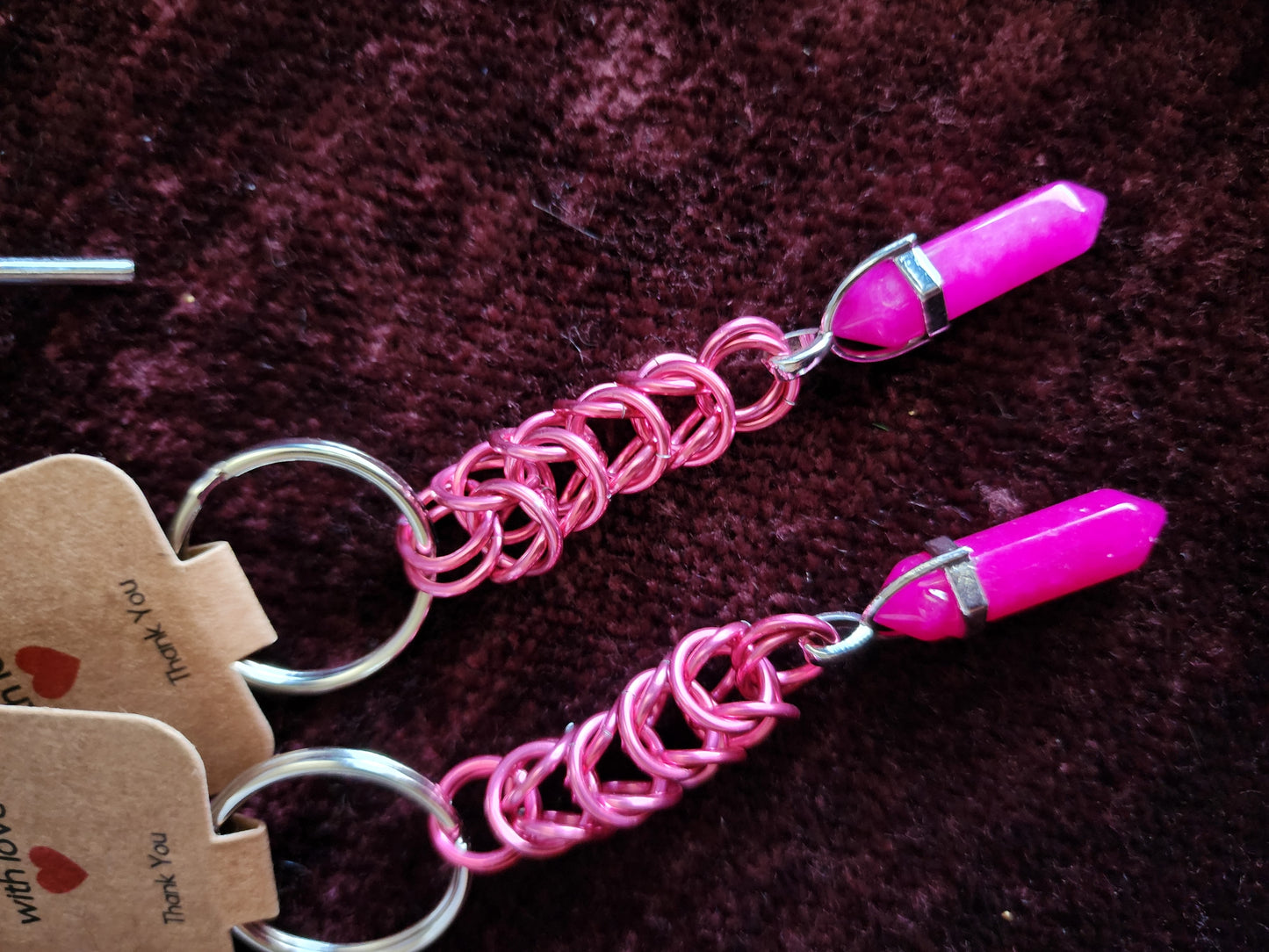 Square knot crystal keychains