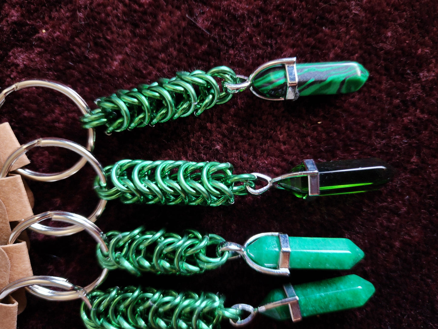 Square knot crystal keychains