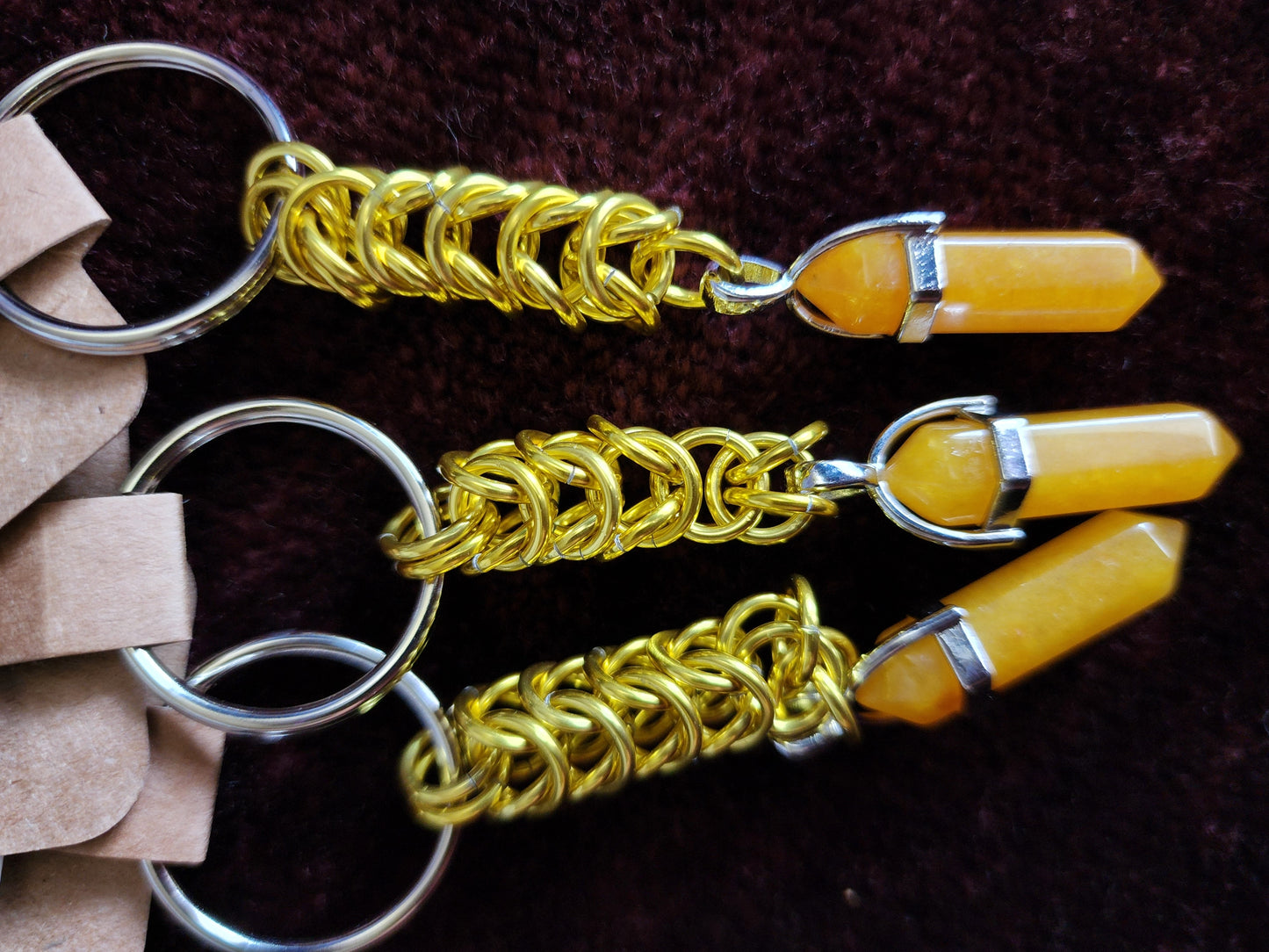 Square knot crystal keychains