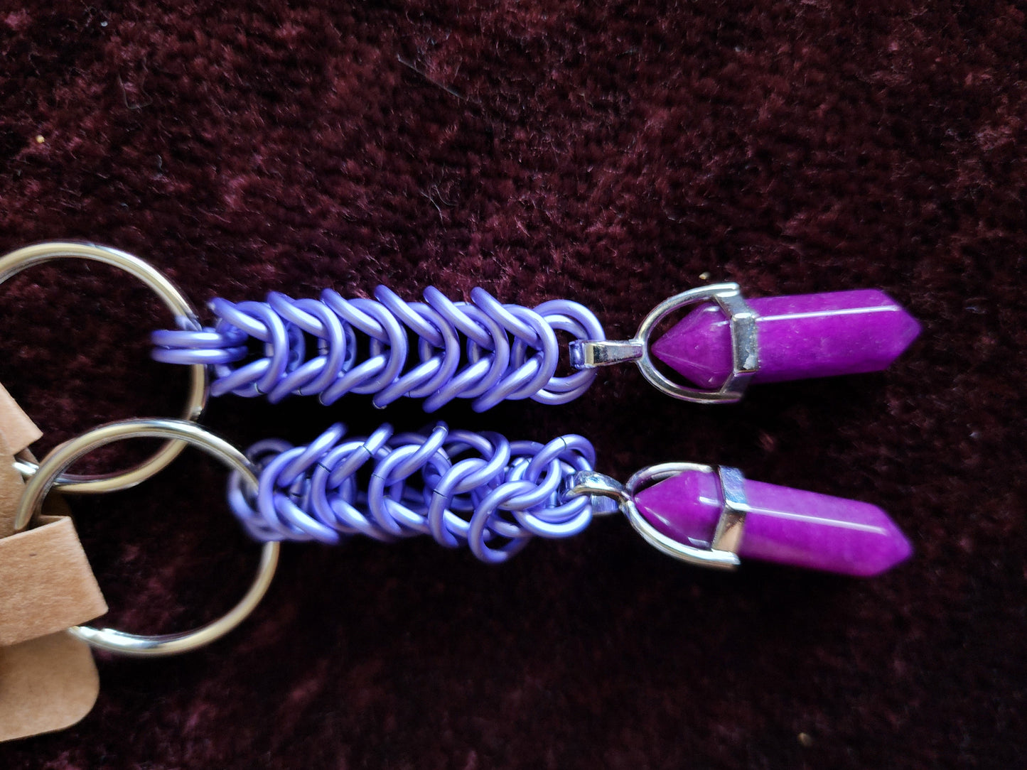 Square knot crystal keychains