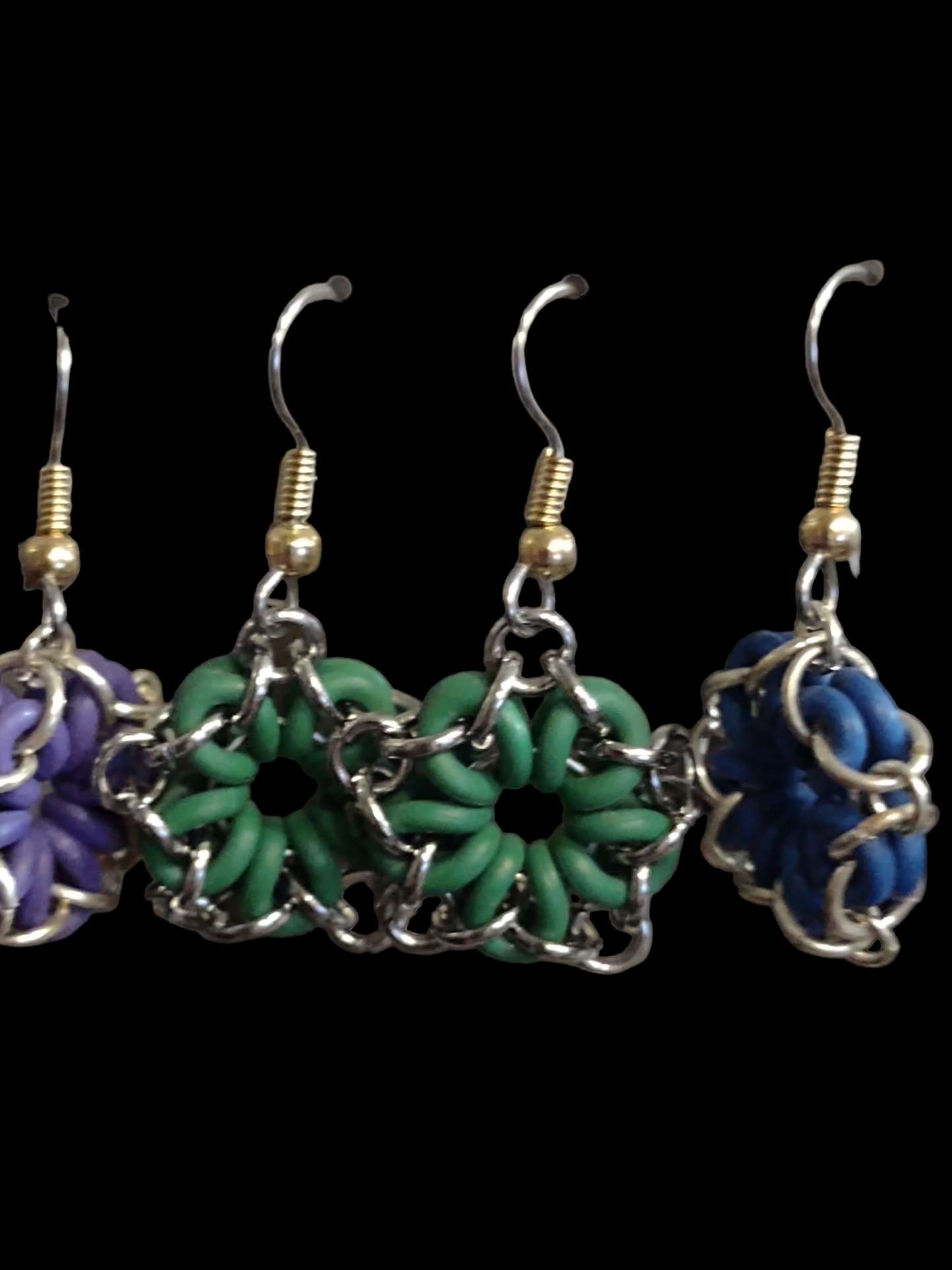 Flower chainmail earrings